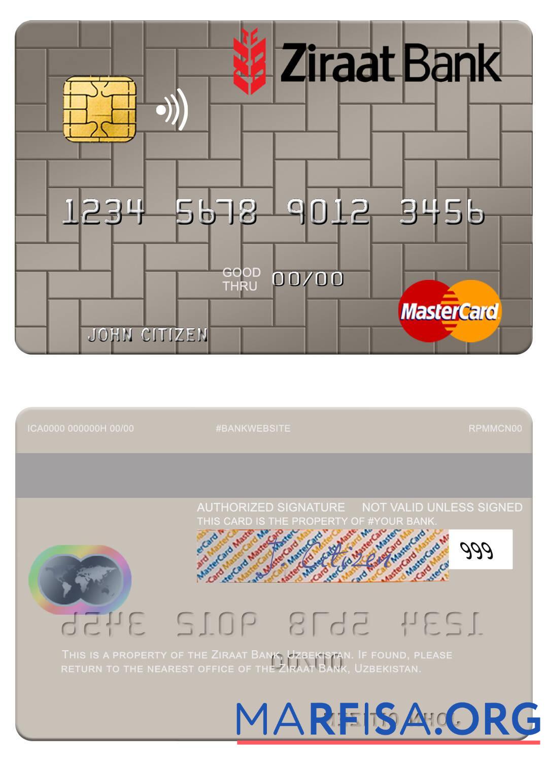 Blank Uzbekistan Ziraat Bank mastercard template